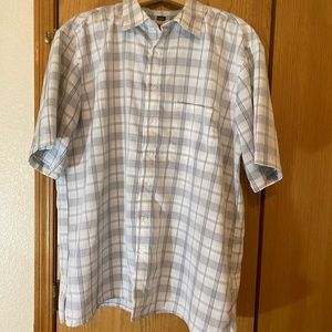 Men’s White/Grey Short Sleeve Dress Shirt 3XL